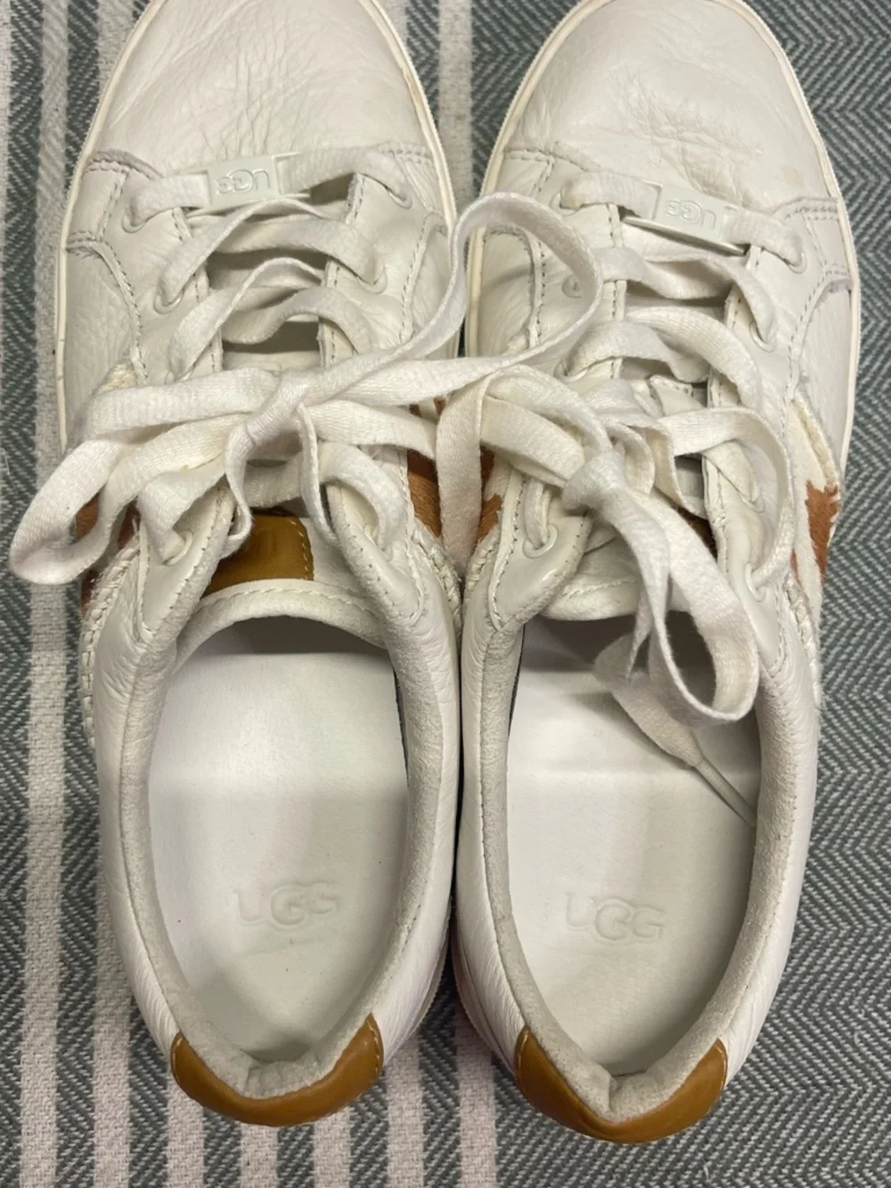 UGG Dinale‎ Cow Print White Leather Low-Top Sneakers